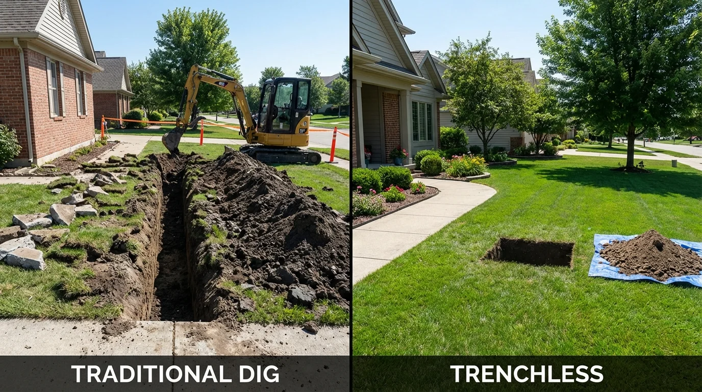 Trenchless sewer repair with minimal yard damage versus traditional excavation in Sierra Madre, CA
